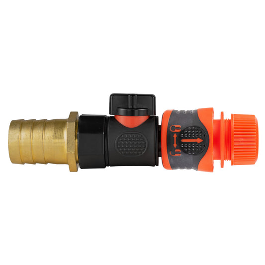 25mm Brass Barb with BSPF-Quick Connect Valve and Hose Connector Lock