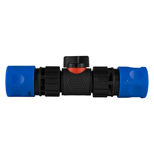In-Line BSPM Valve with 2 x Hose Connectors Blue for Drip Irrigation Fitting