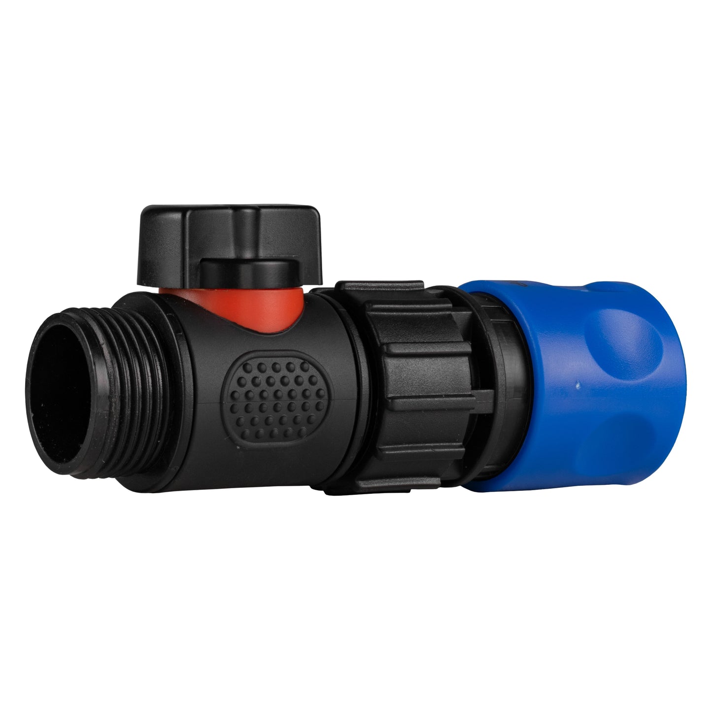 Hose Connector Blue with In-Line BSPM Threaded Valve for Drip Irrigation Fitting