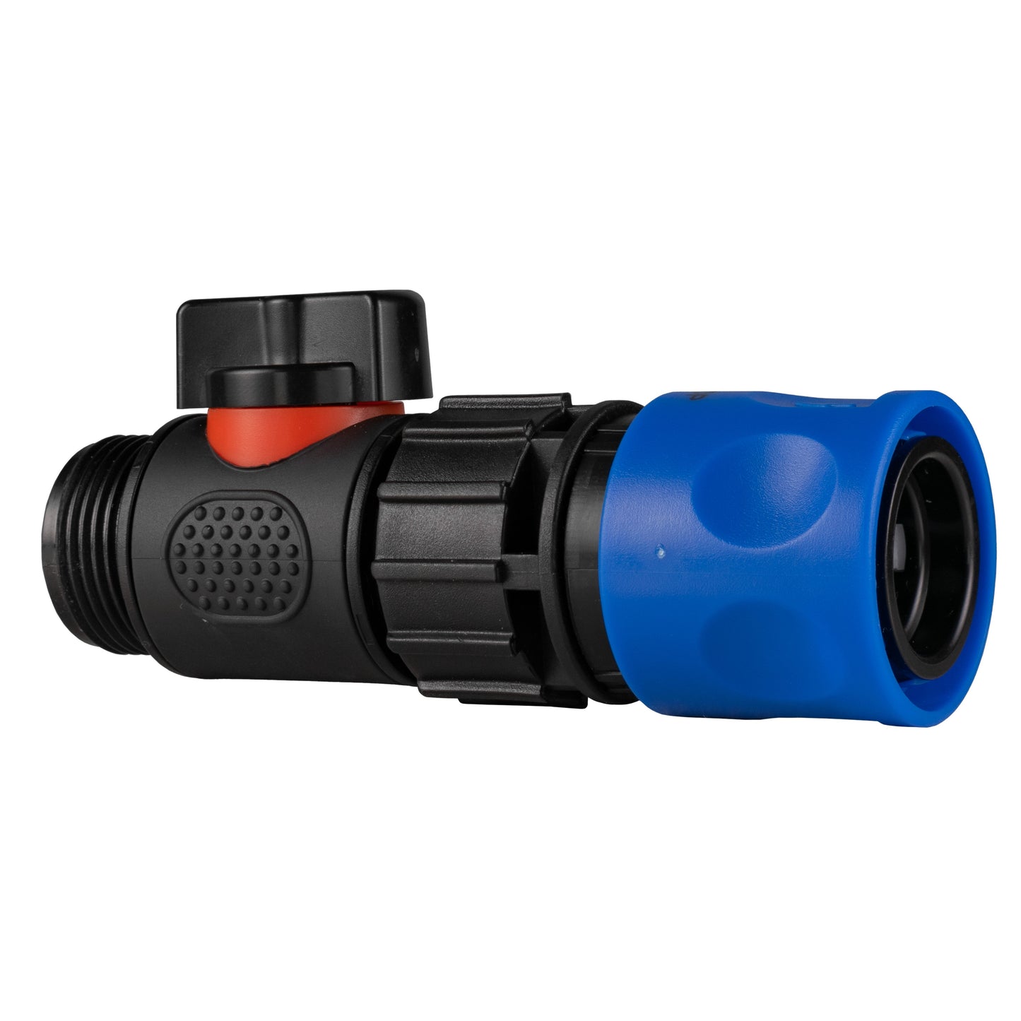 Hose Connector Blue with In-Line BSPM Threaded Valve for Drip Irrigation Fitting