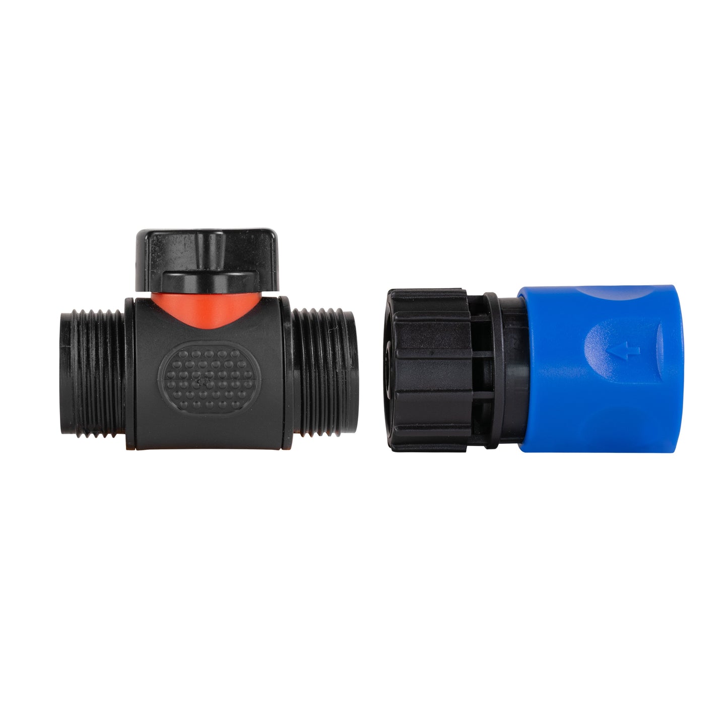 Hose Connector Blue with In-Line BSPM Threaded Valve for Drip Irrigation Fitting