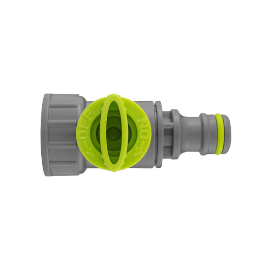 Tap Adapter with Valve 3/4 BSPF - Snap-On Connector, Lime for Hose Connector Set