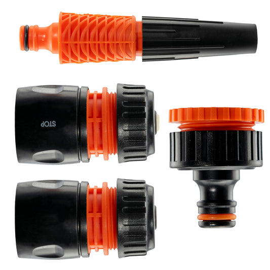 Hose Connectors Set With Nozzle Black Orange Garden Hose Pipe Hose Connector Set