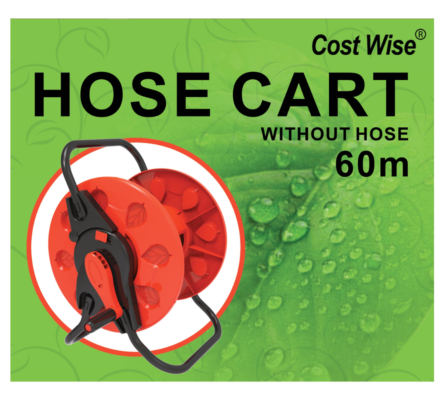 Hose Reel for 60m 1/2in Garden Hose CW Garden Hose Pipe Outdoor Hose Accessory