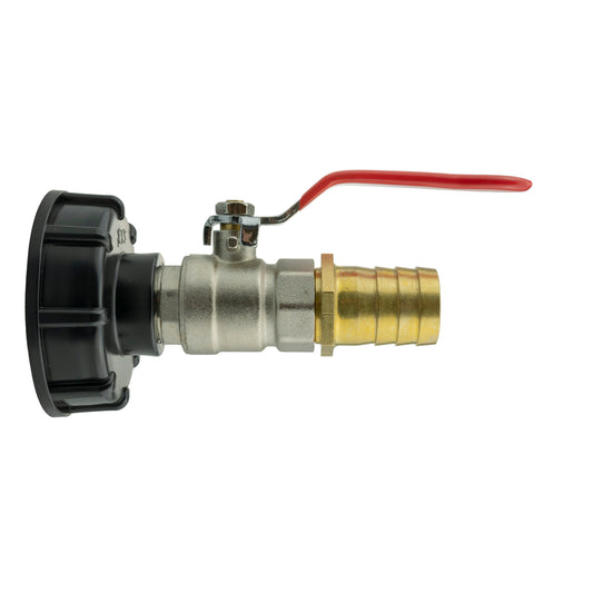 IBC 2 S60X6 Cap with Lever Valve and 25mm Brass Barb for DIY Workshop Accessory