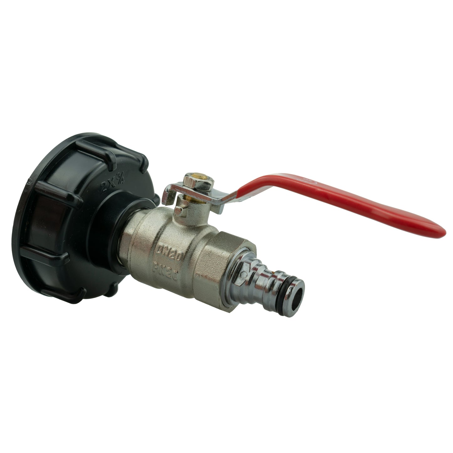 IBC 2 S60X6 Cap with Lever Valve and Male Quick Connector Zinc Hose Pipe Fitting