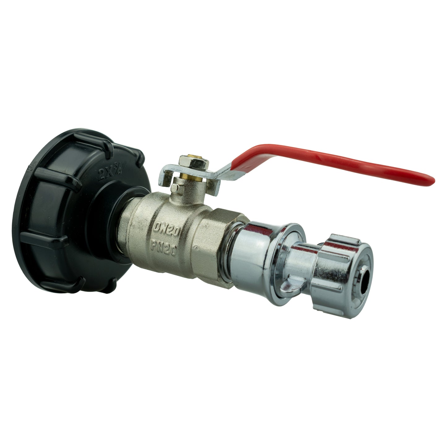 IBC 2 S60X6 Cap with Lever Valve, Click Lock and Hose Connector Zinc Tap Adapter