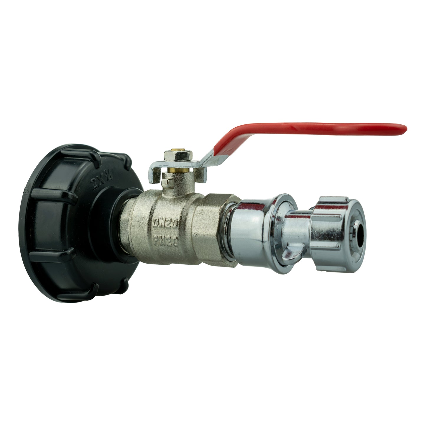 IBC 2 S60X6 Cap with Lever Valve, Click Lock and Hose Connector Zinc Tap Adapter