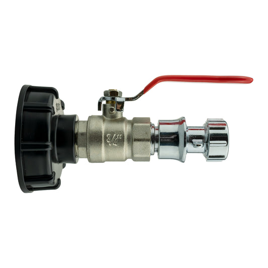 IBC 2 S60X6 Cap with Lever Valve, Click Lock and Hose Connector Zinc Tap Adapter