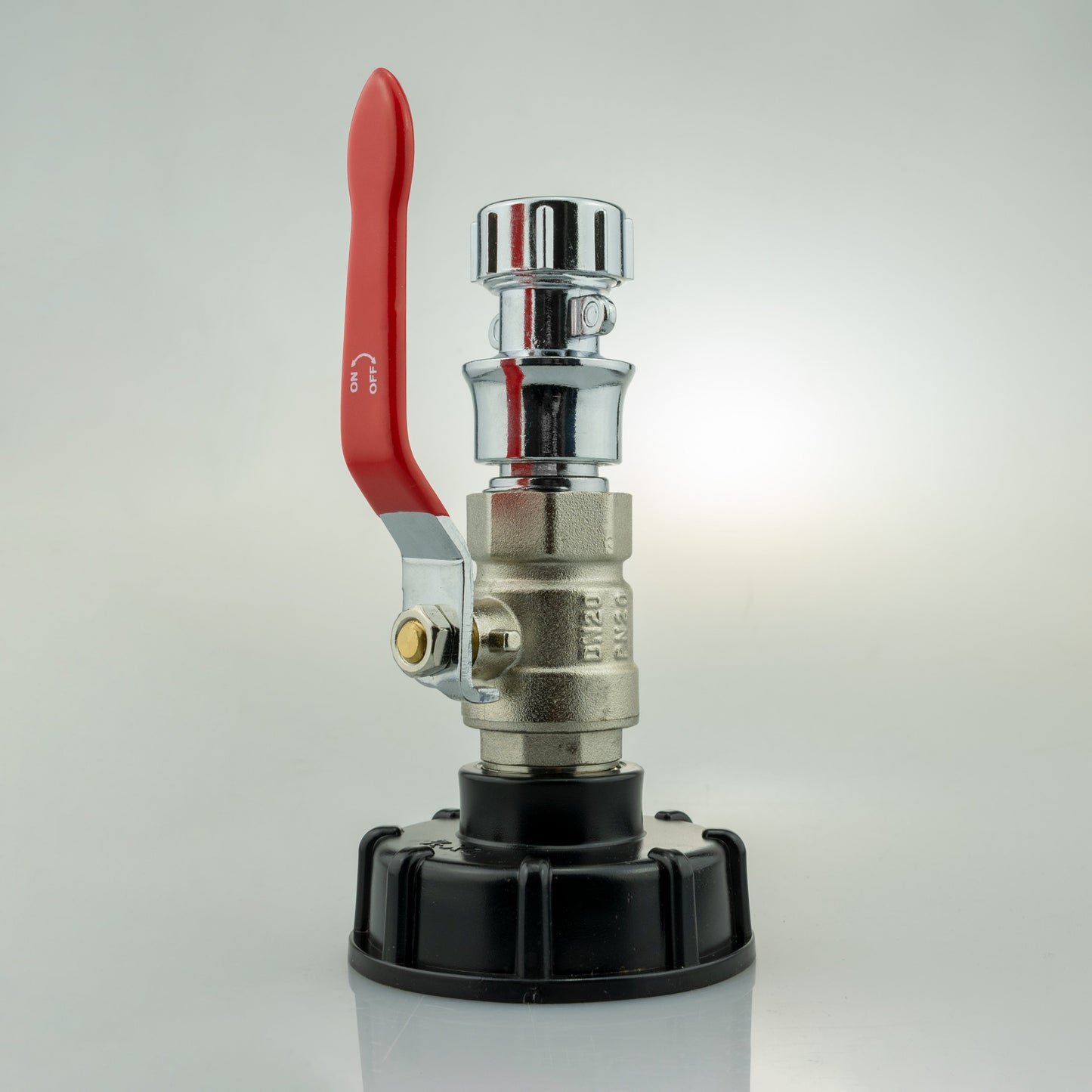 IBC 2 S60X6 Cap with Lever Valve, Click Lock and Hose Connector Zinc Tap Adapter