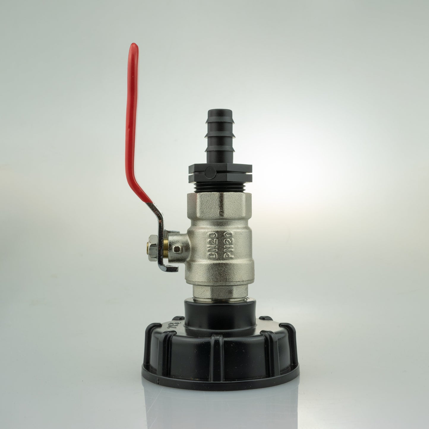 IBC 2 S60X6 Cap with Lever Valve and 16mm Barbed Straight for Hose Connector Set