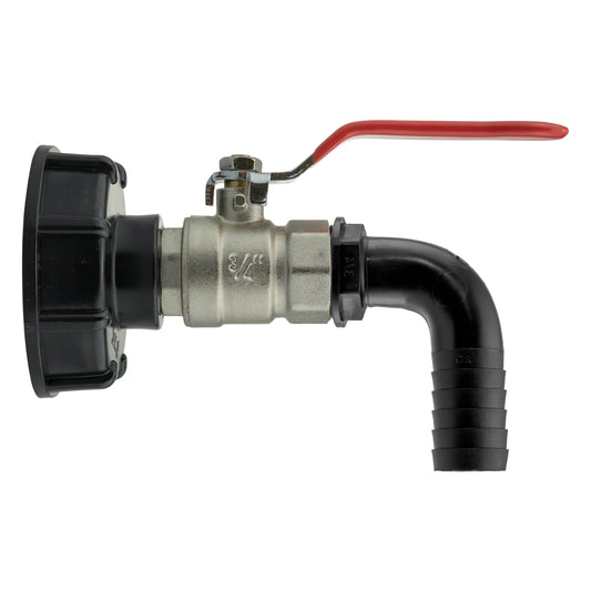 IBC 2 S60X6 Cap with Lever Valve and 20mm Barbed Elbow for Garden Irrigation Kit