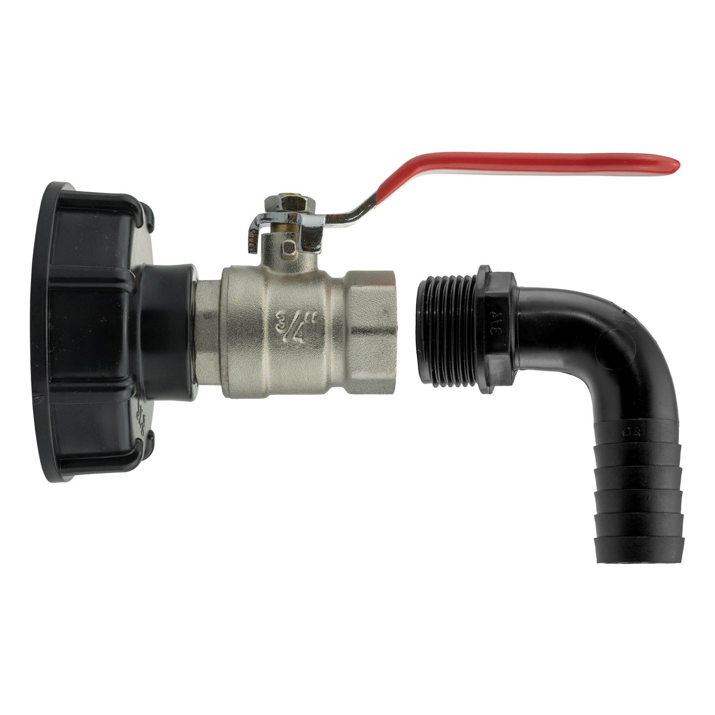IBC 2 S60X6 Cap with Lever Valve and 20mm Barbed Elbow for Garden Irrigation Kit