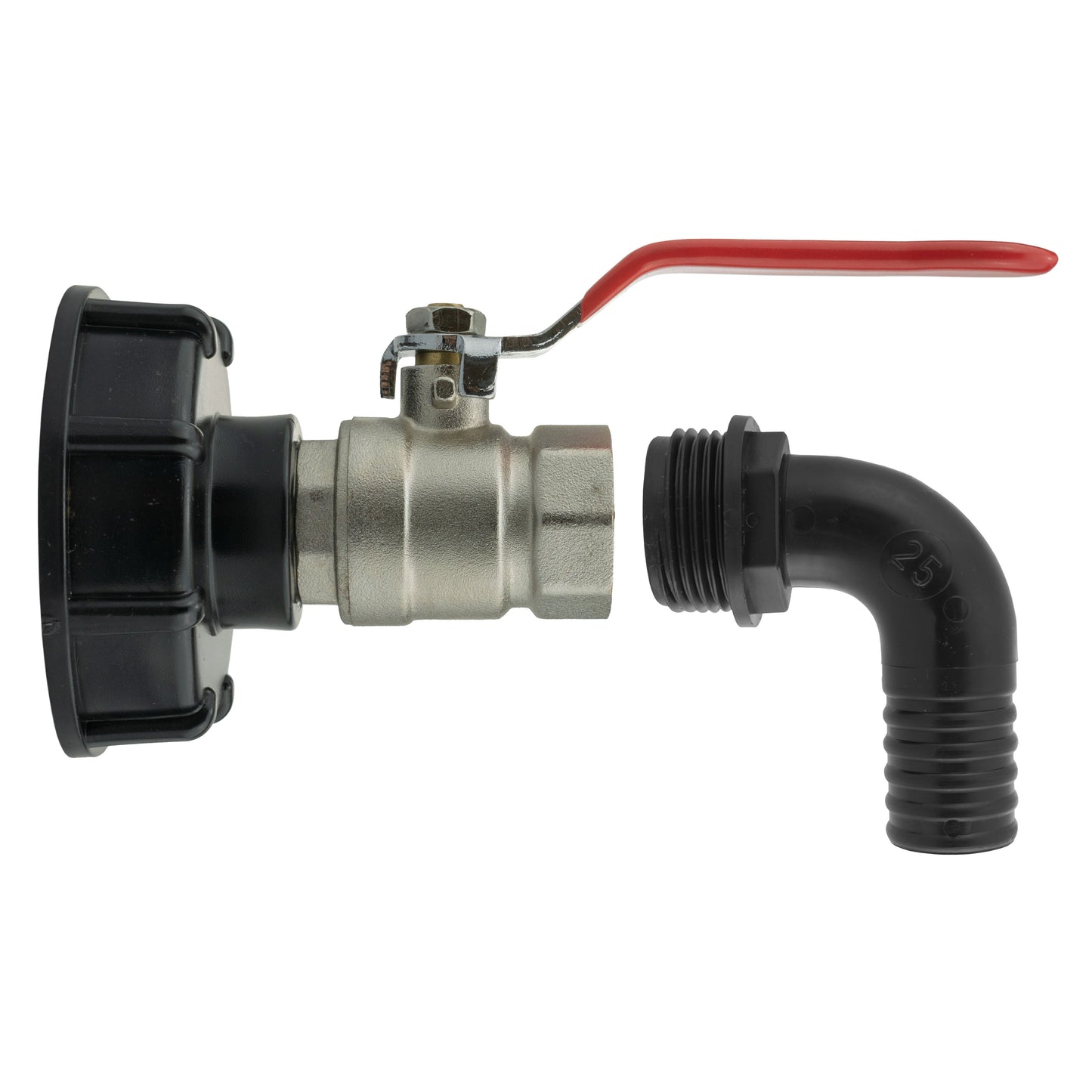 IBC 2 S60X6 Cap with Lever Valve and 25mm Barbed Pond Connector Water Connector