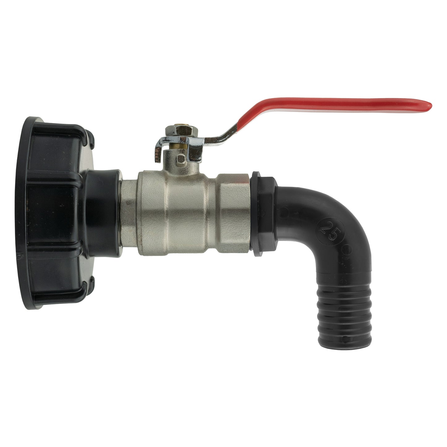 IBC 2 S60X6 Cap with Lever Valve and 25mm Barbed Pond Connector Water Connector