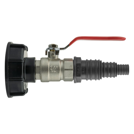 IBC 2 S60X6 Cap with Lever Valve and Pond Connector 13/20/25mm Barb