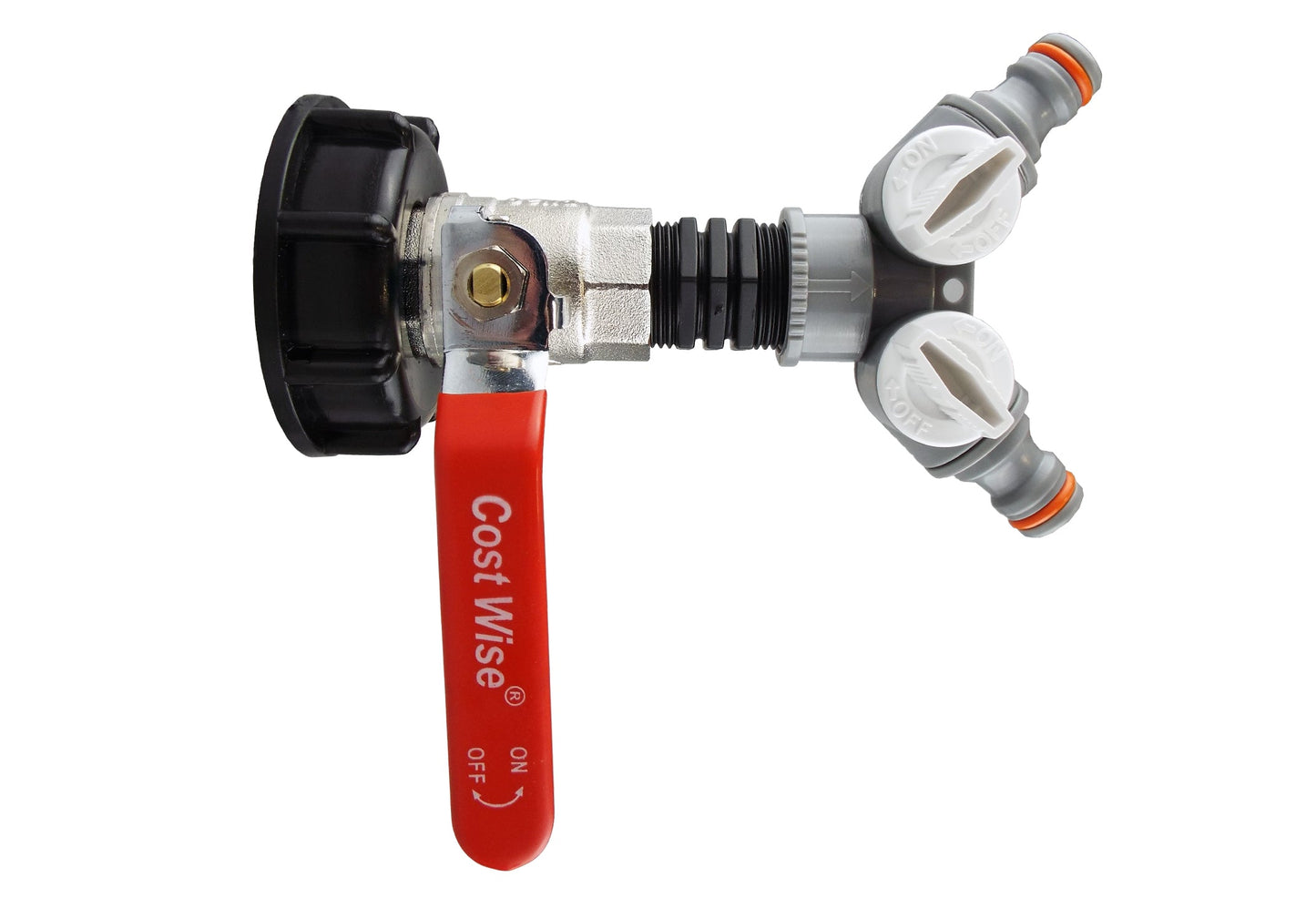 IBC 2 S60X6 Cap with Lever Valve and Two-Way Splitter WL for Brass Water Fitting