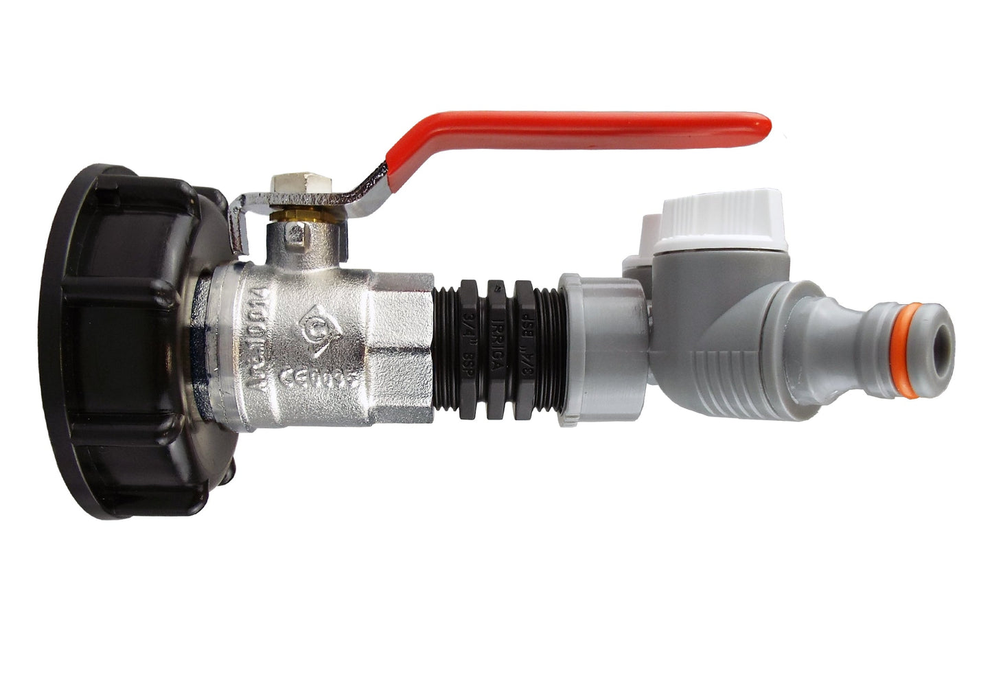 IBC 2 S60X6 Cap with Lever Valve and Two-Way Splitter WL for Brass Water Fitting