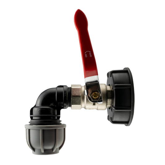 IBC 2 S60X6 Cap with Lever Valve and 32mm MDPE Elbow for Drip Irrigation Fitting