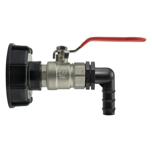 IBC 2 S60X6 Cap with Lever Valve and 16mm Barbed Elbow for Micro Watering System