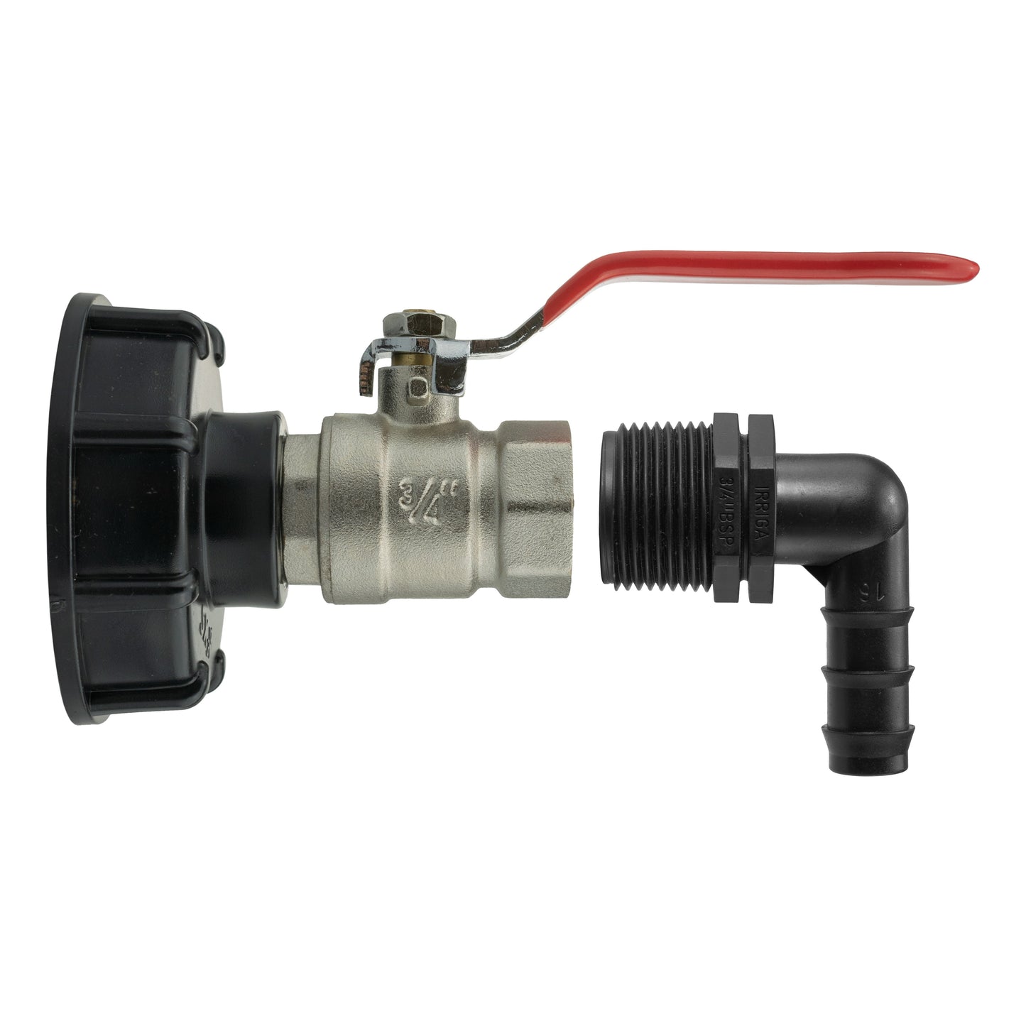 IBC 2 S60X6 Cap with Lever Valve and 16mm Barbed Elbow for Micro Watering System