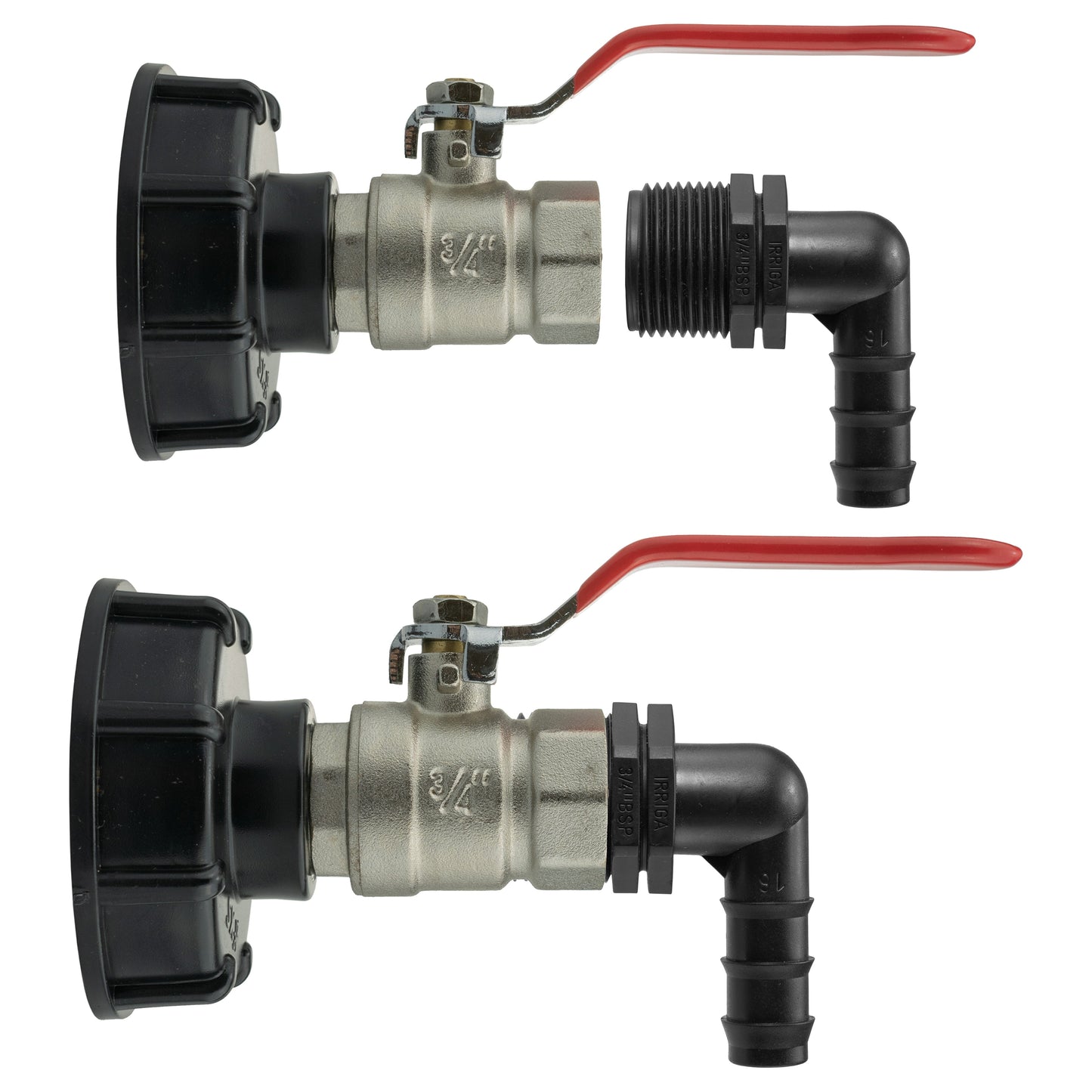 IBC 2 S60X6 Cap with Lever Valve and 16mm Barbed Elbow for Micro Watering System
