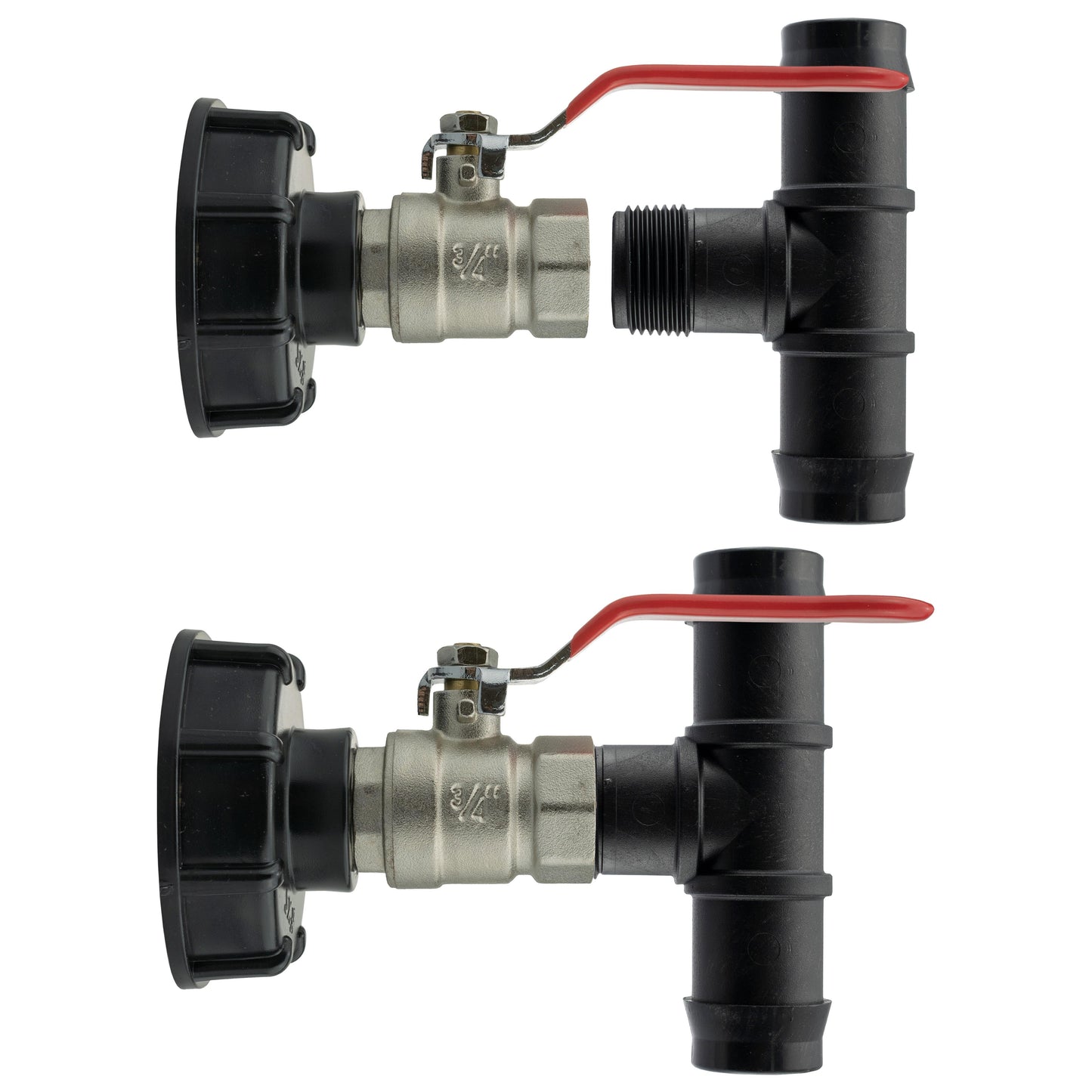 IBC 2 S60X6 Cap with Lever Valve and 25mm Barbed Tee for Drip Irrigation Fitting
