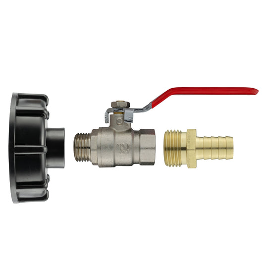 IBC 2 S60X6 Cap with Lever Valve and 13mm Brass Barb for DIY Workshop Accessory