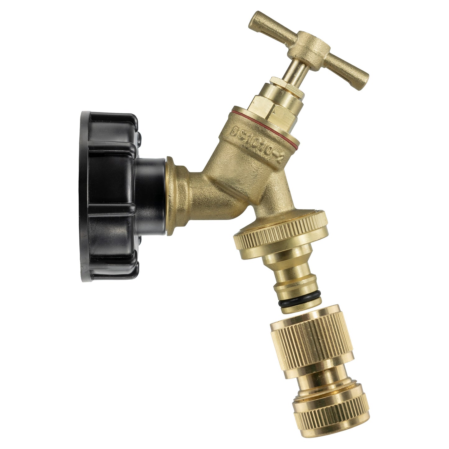IBC 2 S60X6 Cap with Brass Bib Quick Connect Tap and Hose Connector Tap Adapter
