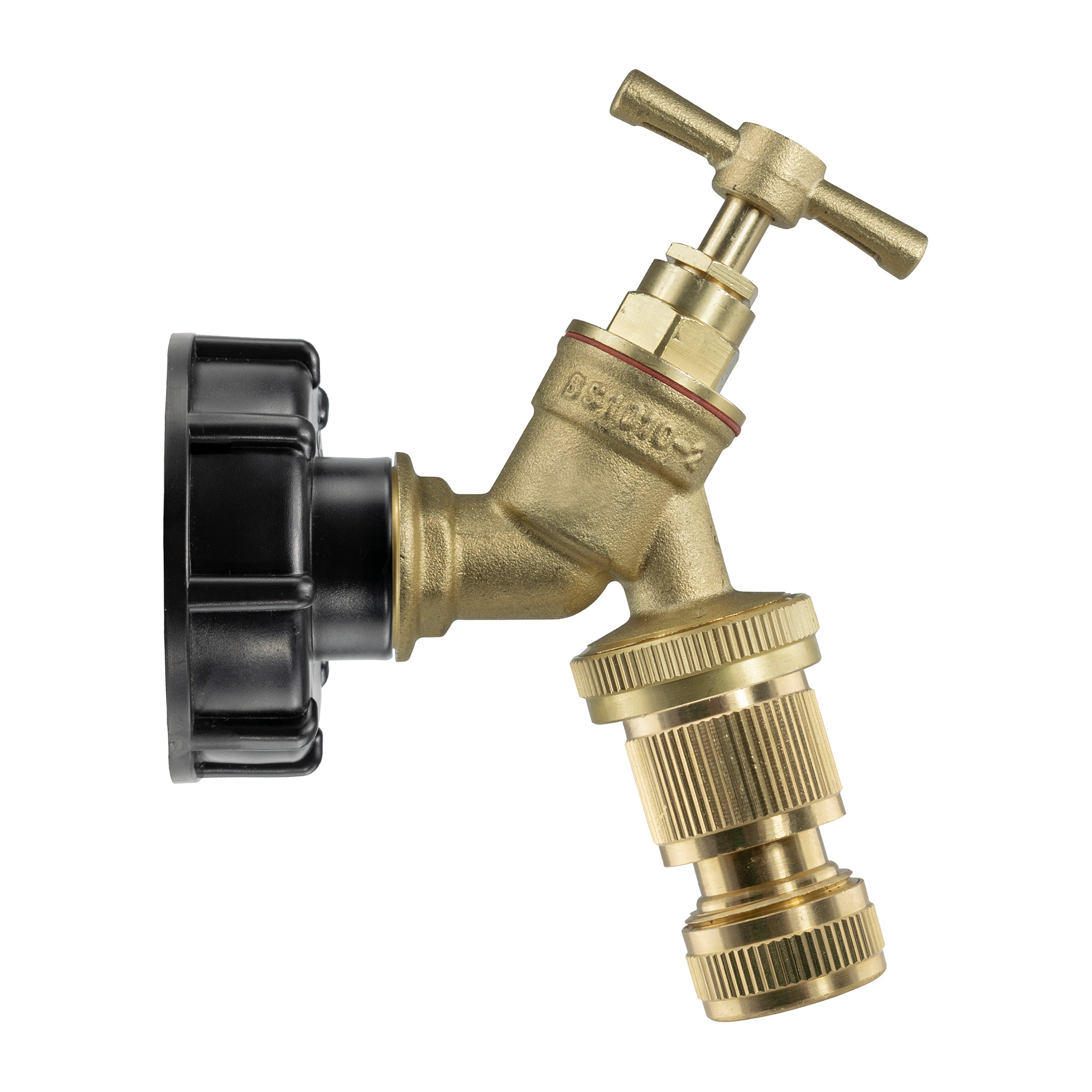 IBC 2” S60X6 Cap with Brass Bib Quick Connect Tap and Hose Connector ...