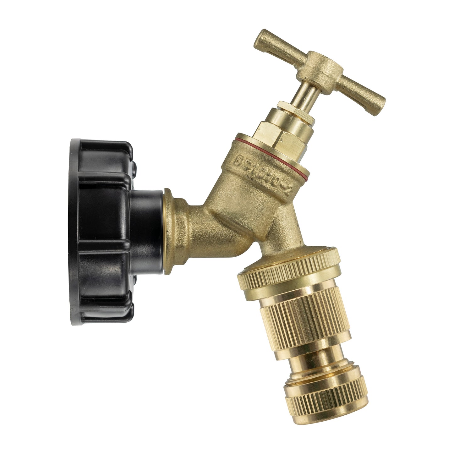 IBC 2 S60X6 Cap with Brass Bib Quick Connect Tap and Hose Connector Tap Adapter