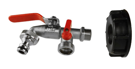 IBC 2 S60X6 Cap with Double Tap 1/2 BSP Hose Pipe Fitting DIY Workshop Accessory