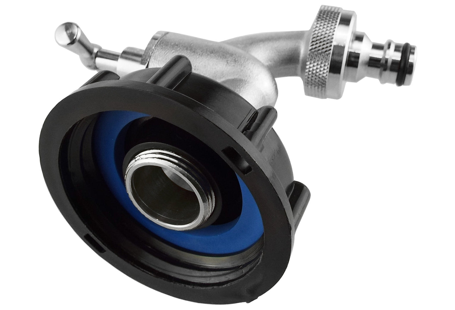 IBC 2 S60X6 Cap with Quick Connect Nickle Plated Bib Tap 1/2 BSP Water Connector