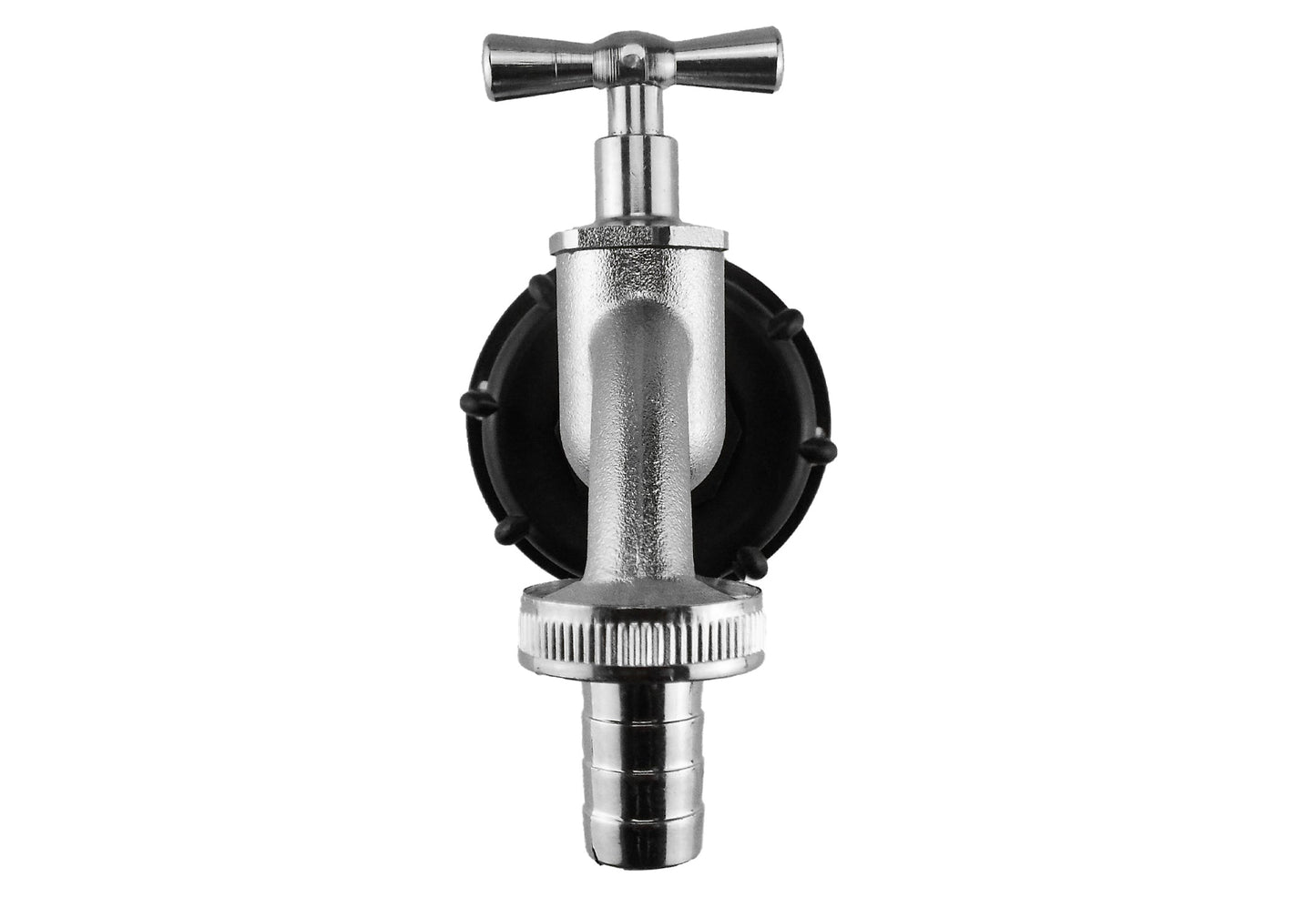 IBC 2 S60X6 Cap with Nickle Plated Bib Tap 3/4 Barb Garden Hose Pipe Tap Adapter