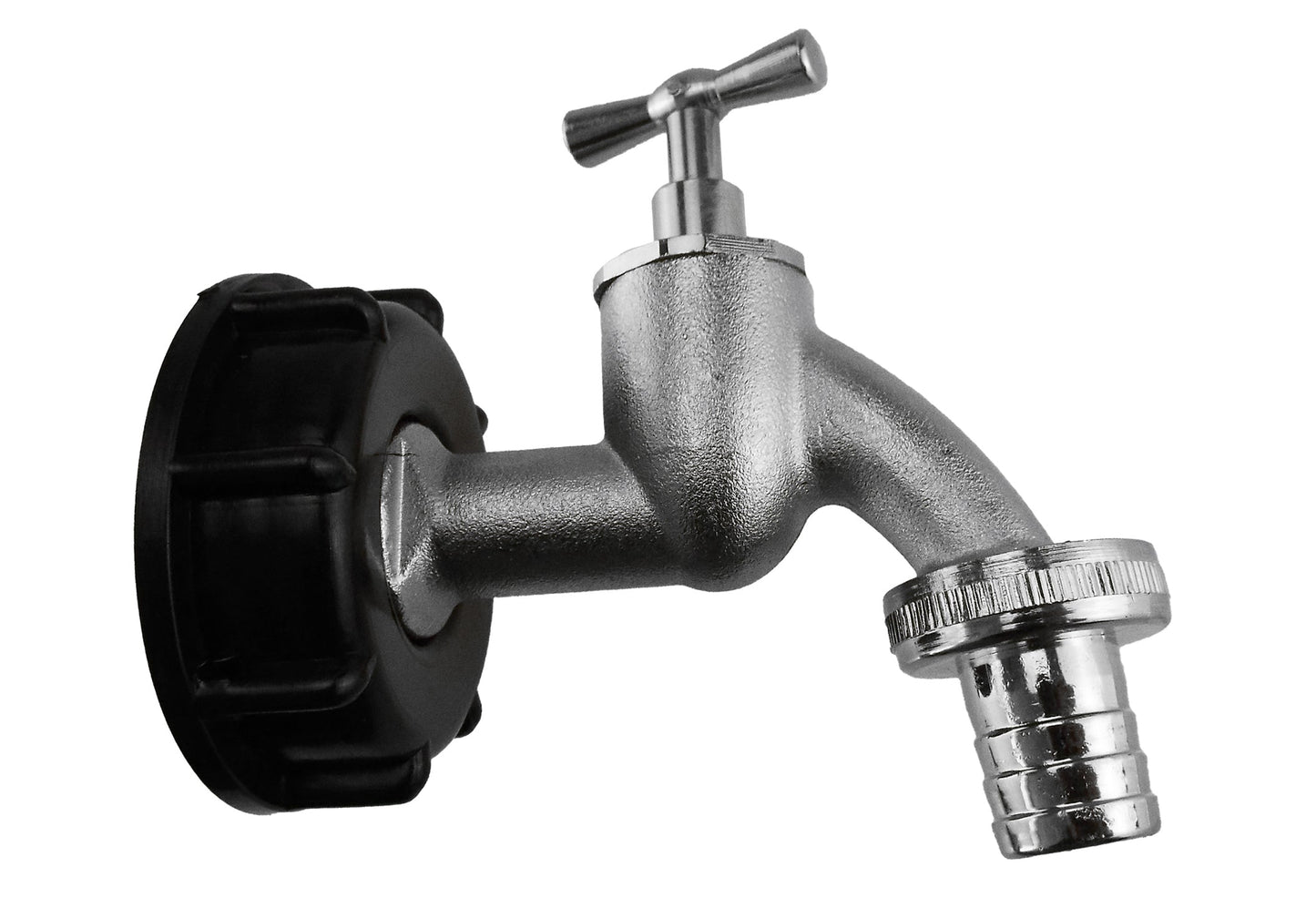 IBC 2 S60X6 Cap with Nickle Plated Bib Tap 3/4 Barb Garden Hose Pipe Tap Adapter
