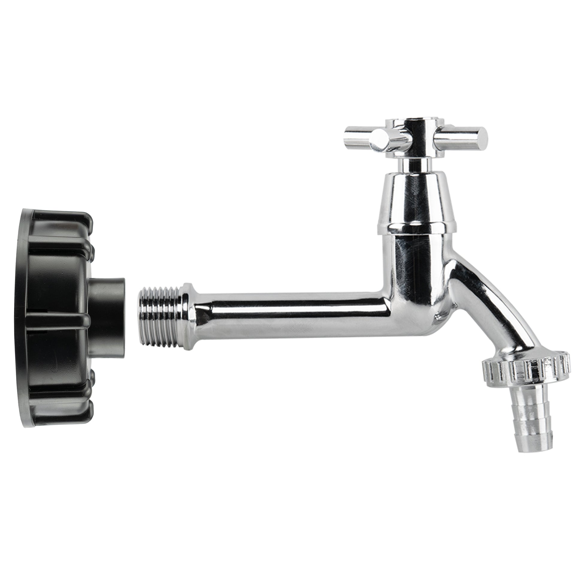 AP Supplies IBC 2" S60X6 - 1/2" BSP Cap with Extended Brass Chrome Tap 1/2" Barb
