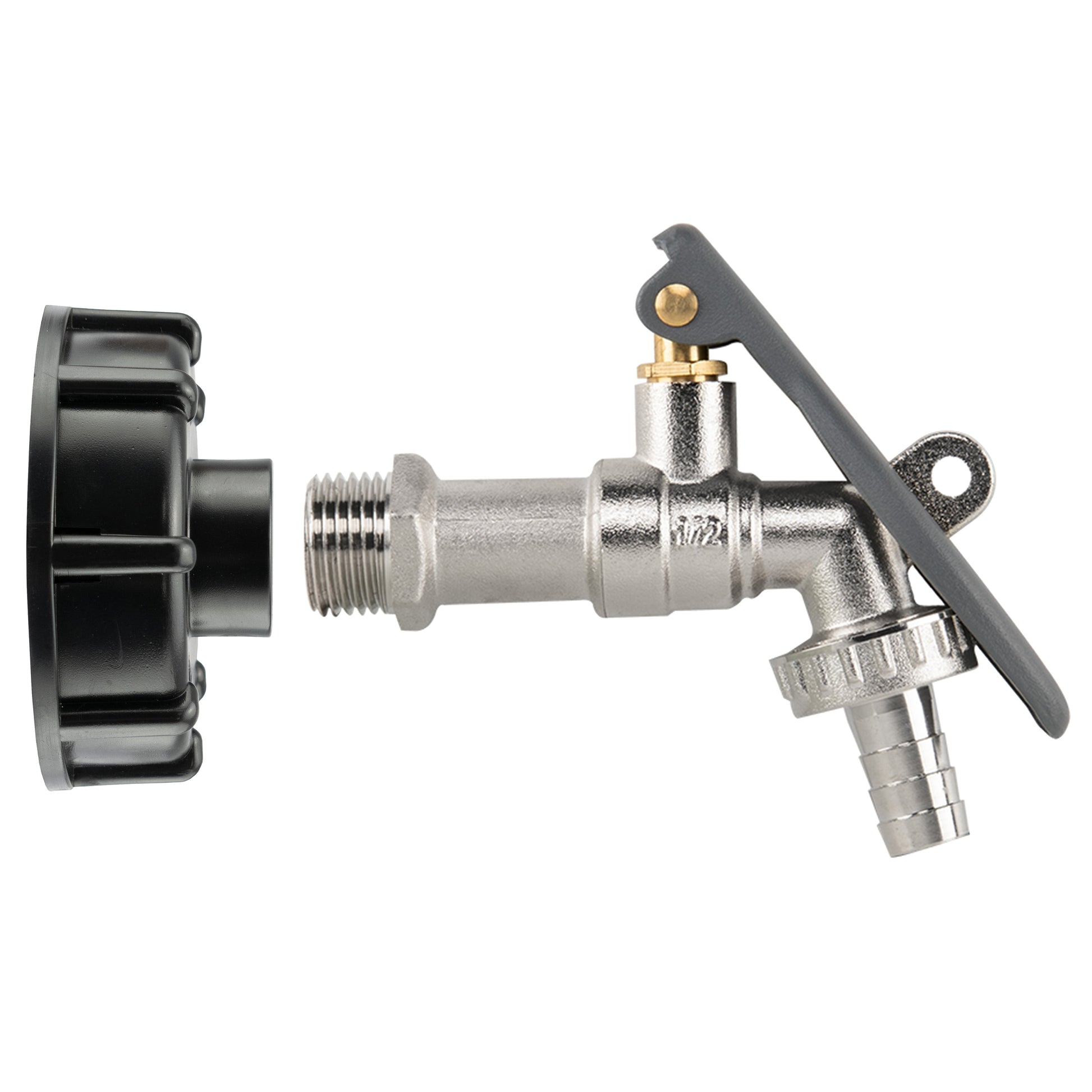 AP Supplies IBC 2" S60X6 - 1/2" BSP Cap with Lever Tap Hose Barb and Lever Lock