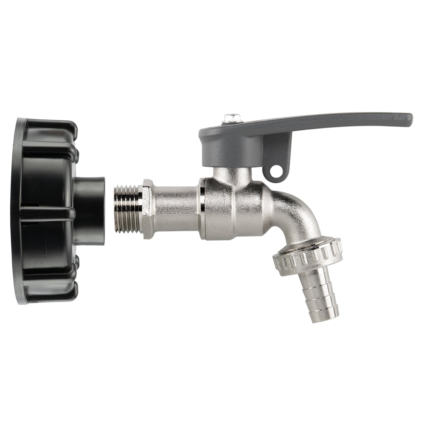 AP Supplies IBC 2" S60X6 - 1/2" BSP Cap with Lever Tap Hose Barb and Side Lock