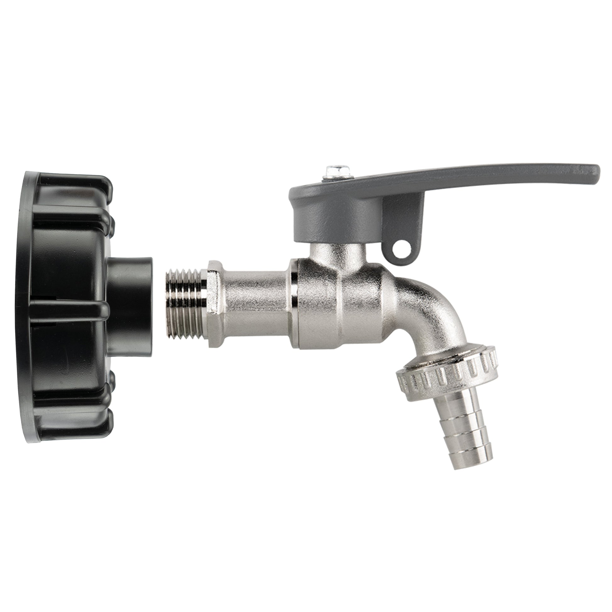 AP Supplies IBC 2" S60X6 - 1/2" BSP Cap with Lever Tap Hose Barb and Side Lock