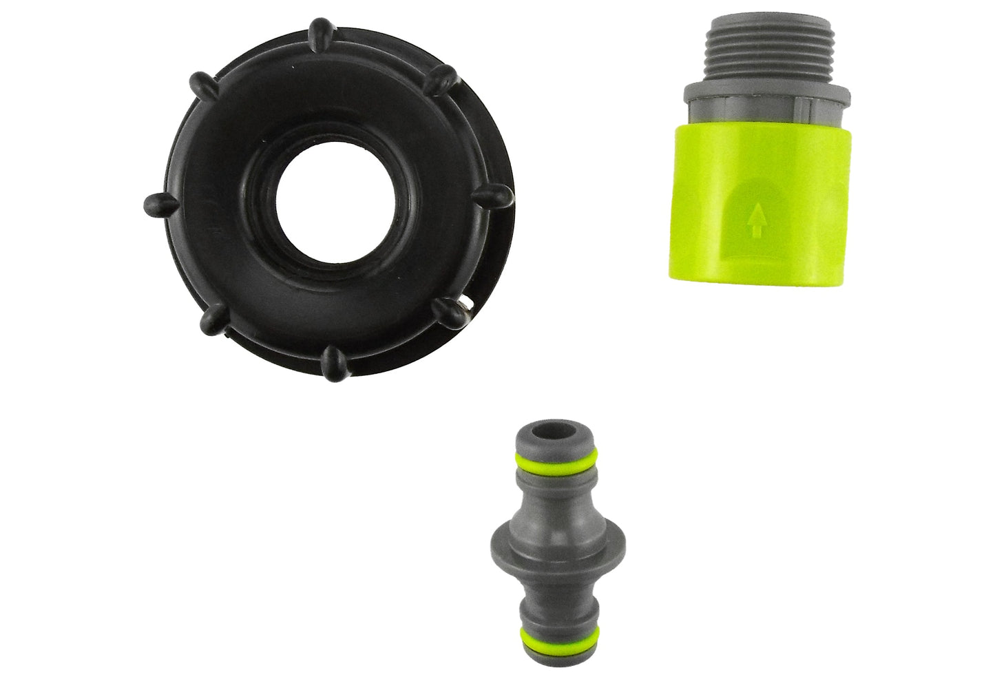 IBC 2 S60X6 Cap with 3/4 BSP Threaded Hose Connector and Double Male Lime