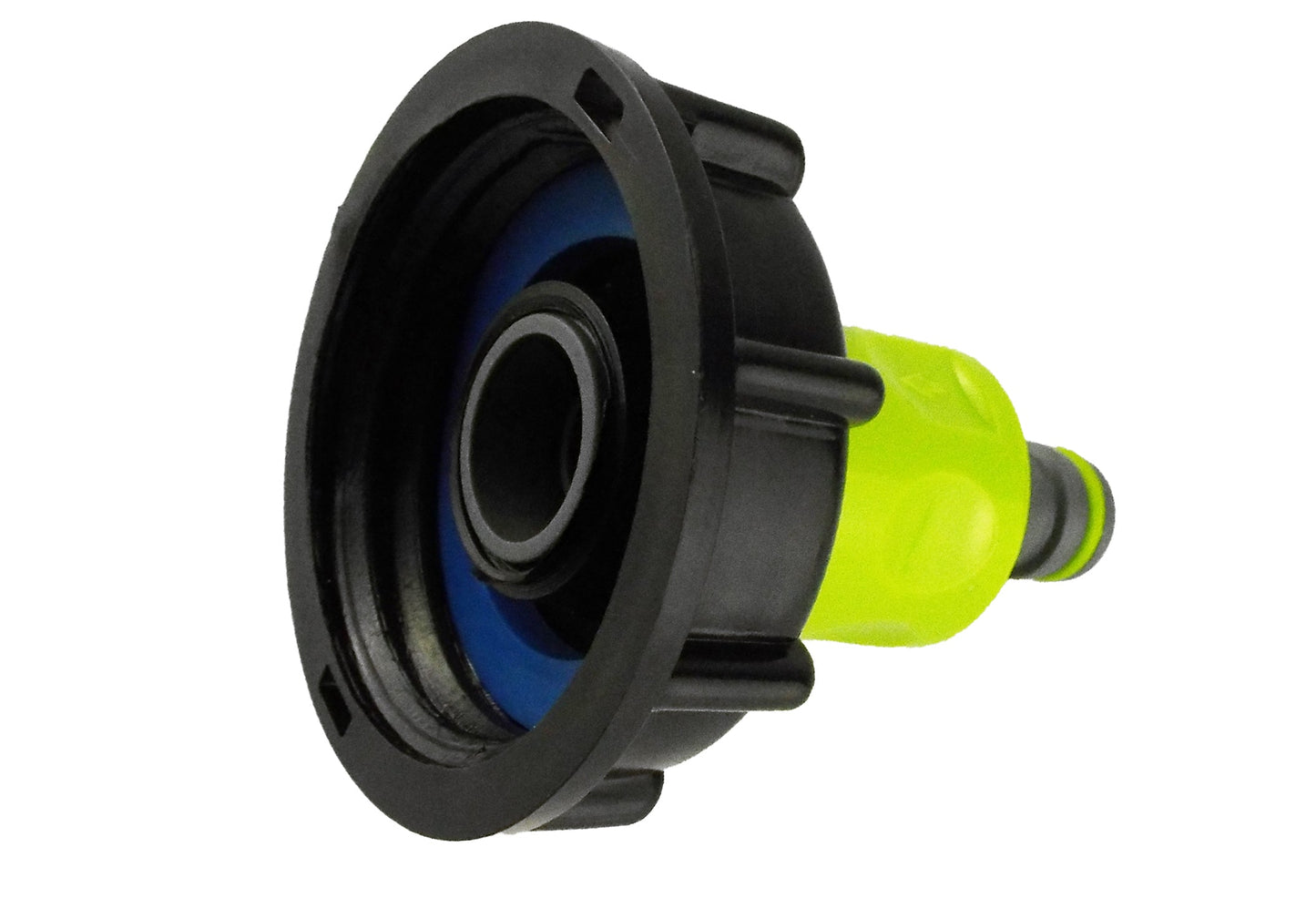 IBC 2 S60X6 Cap with 3/4 BSP Threaded Hose Connector and Double Male Lime