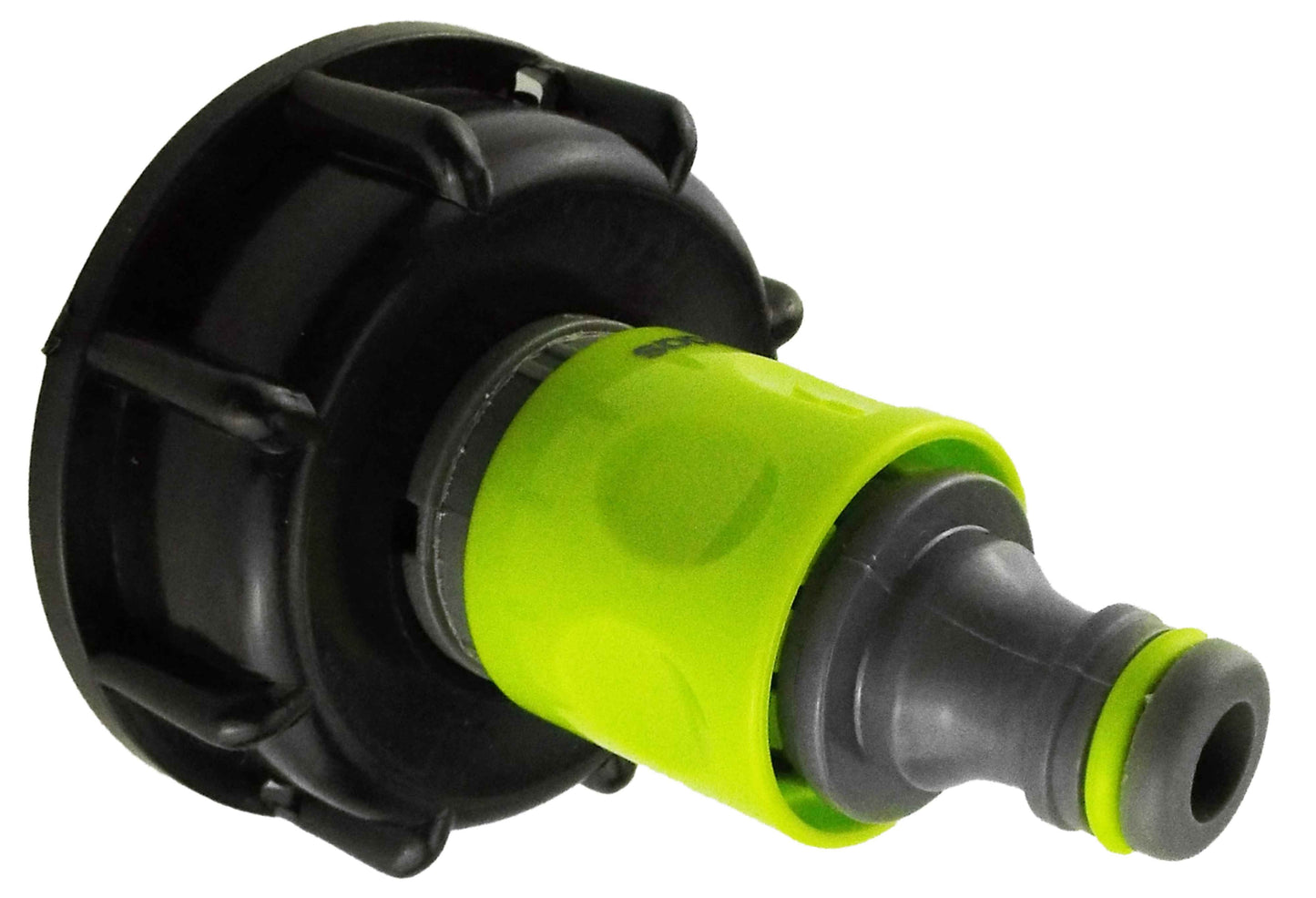 IBC 2 S60X6 Cap with 3/4 BSP Threaded Hose Connector and Double Male Lime