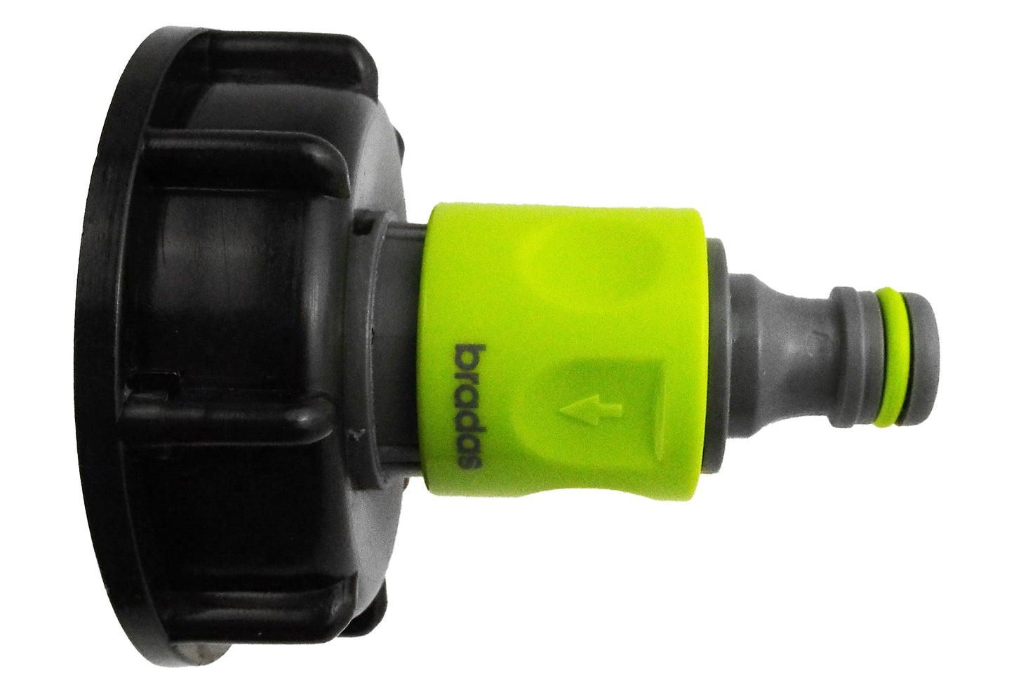 IBC 2 S60X6 Cap with 3/4 BSP Threaded Hose Connector and Double Male Lime