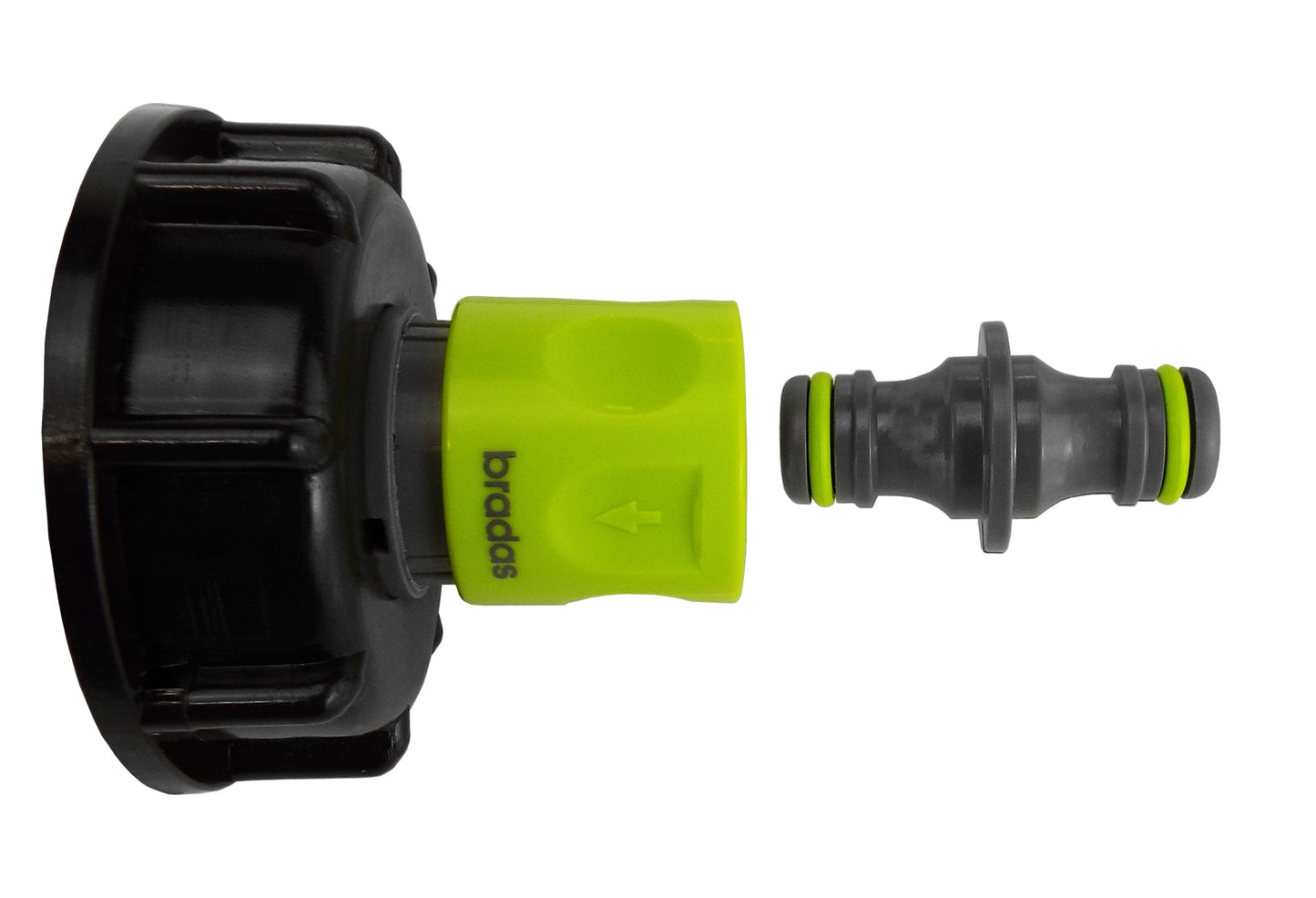 IBC 2 S60X6 Cap with 3/4 BSP Threaded Hose Connector and Double Male Lime
