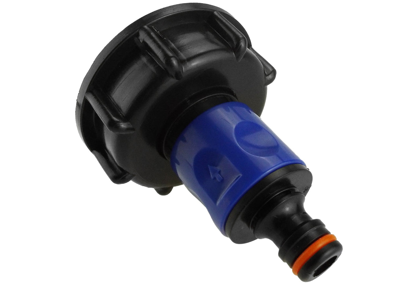 IBC 2 S60X6 Cap with 3/4 BSP Threaded Hose Connector Blue and Double Male