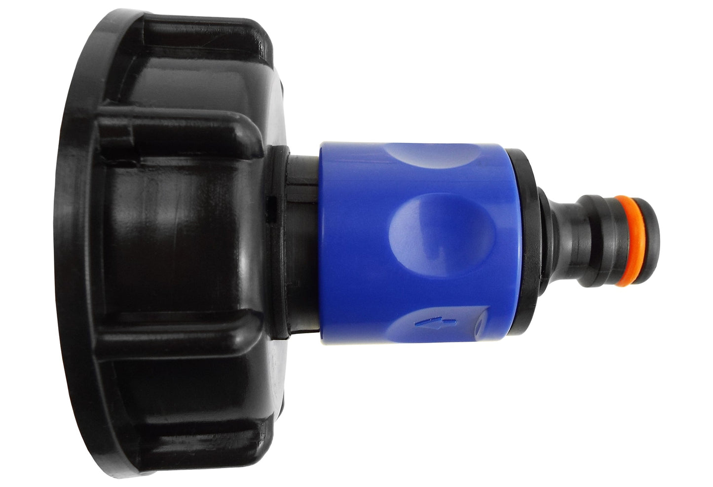 IBC 2 S60X6 Cap with 3/4 BSP Threaded Hose Connector Blue and Double Male