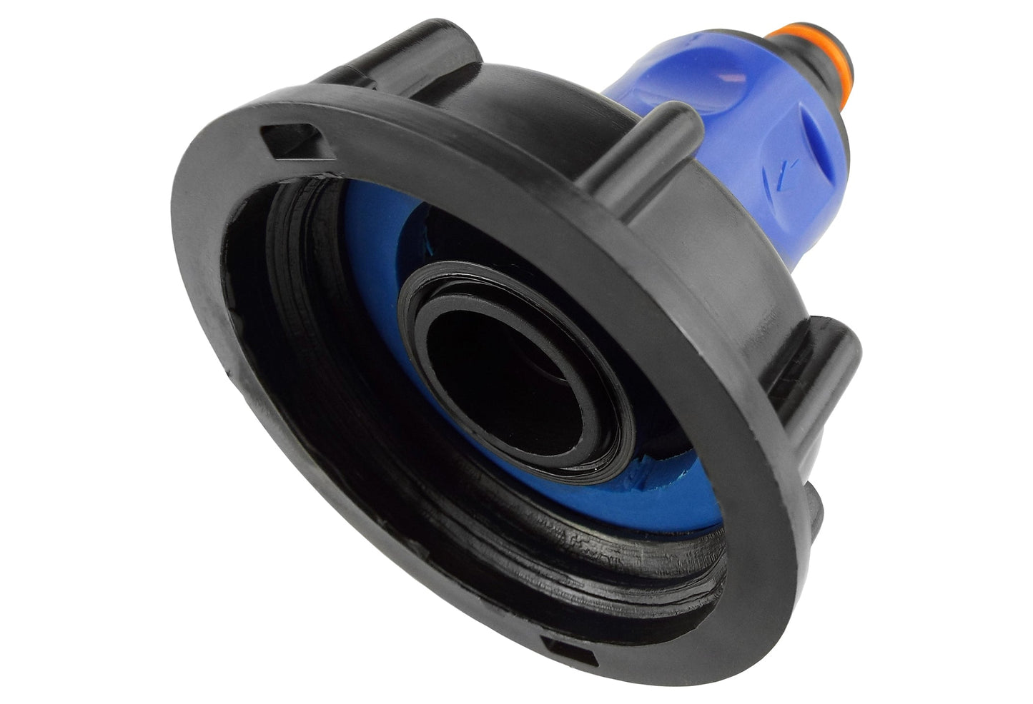 IBC 2 S60X6 Cap with 3/4 BSP Threaded Hose Connector Blue and Double Male