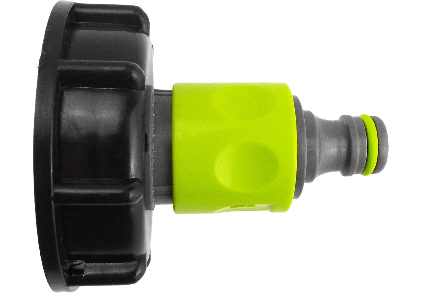 IBC 2 S60X6 Cap with 3/4 BSP Threaded Hose Connector and Double Male Lime