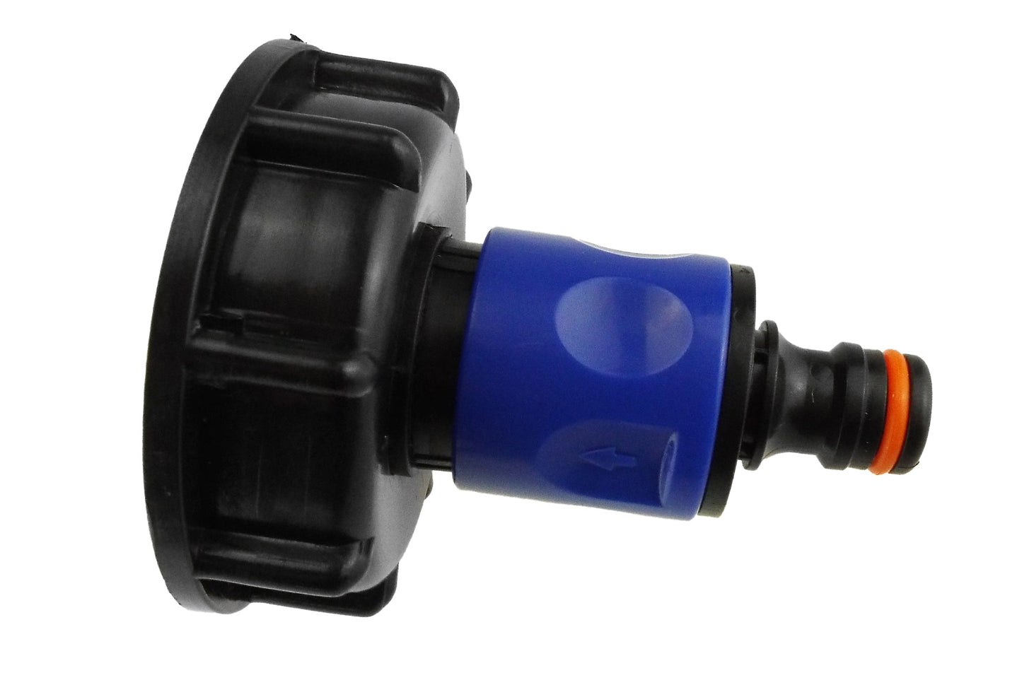 IBC 2 S60X6 Cap with 3/4 BSP Threaded Hose Connector Blue and Double Male
