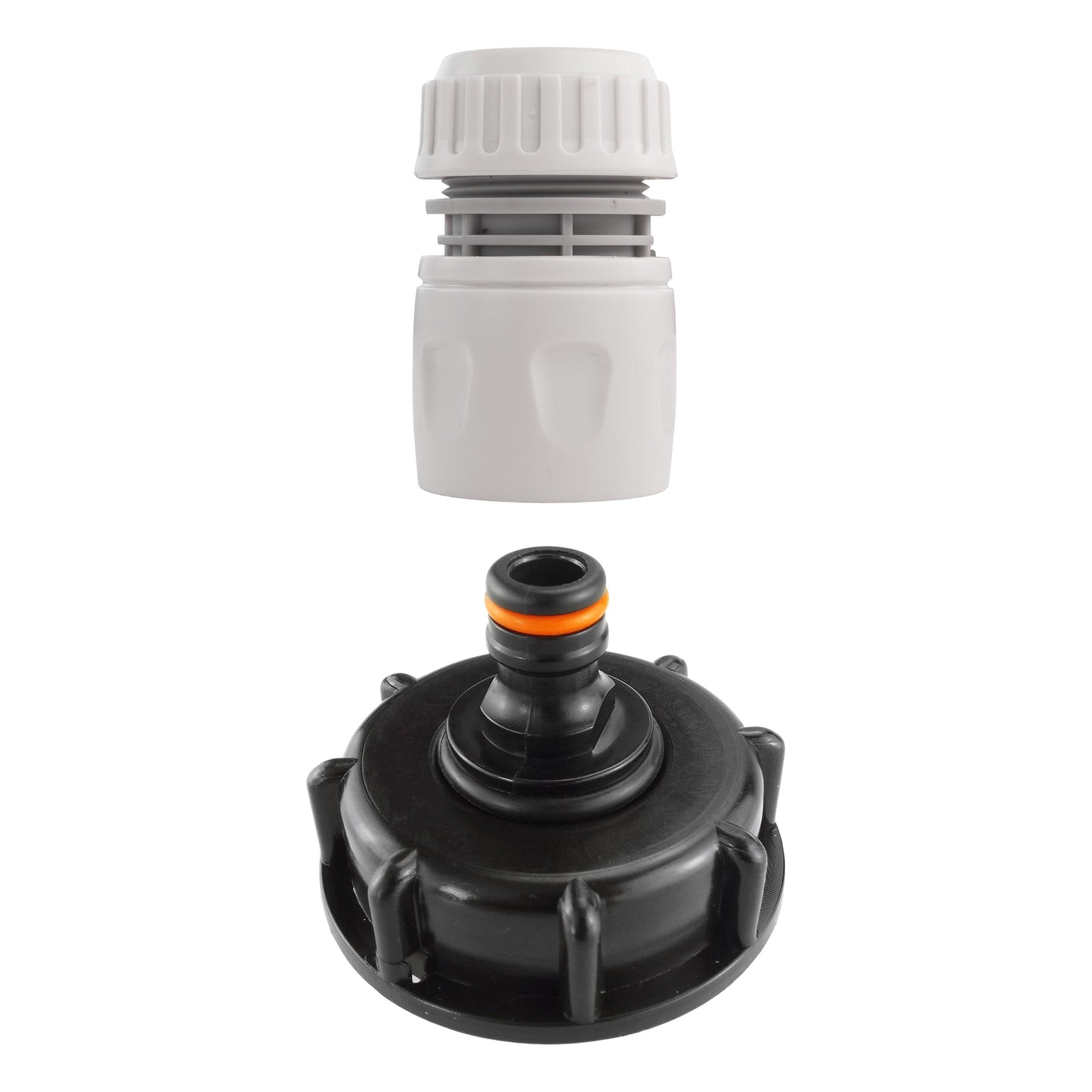 IBC 2 S60X6 Cap with Male Quick Connector and Hose Connector for Water Connector
